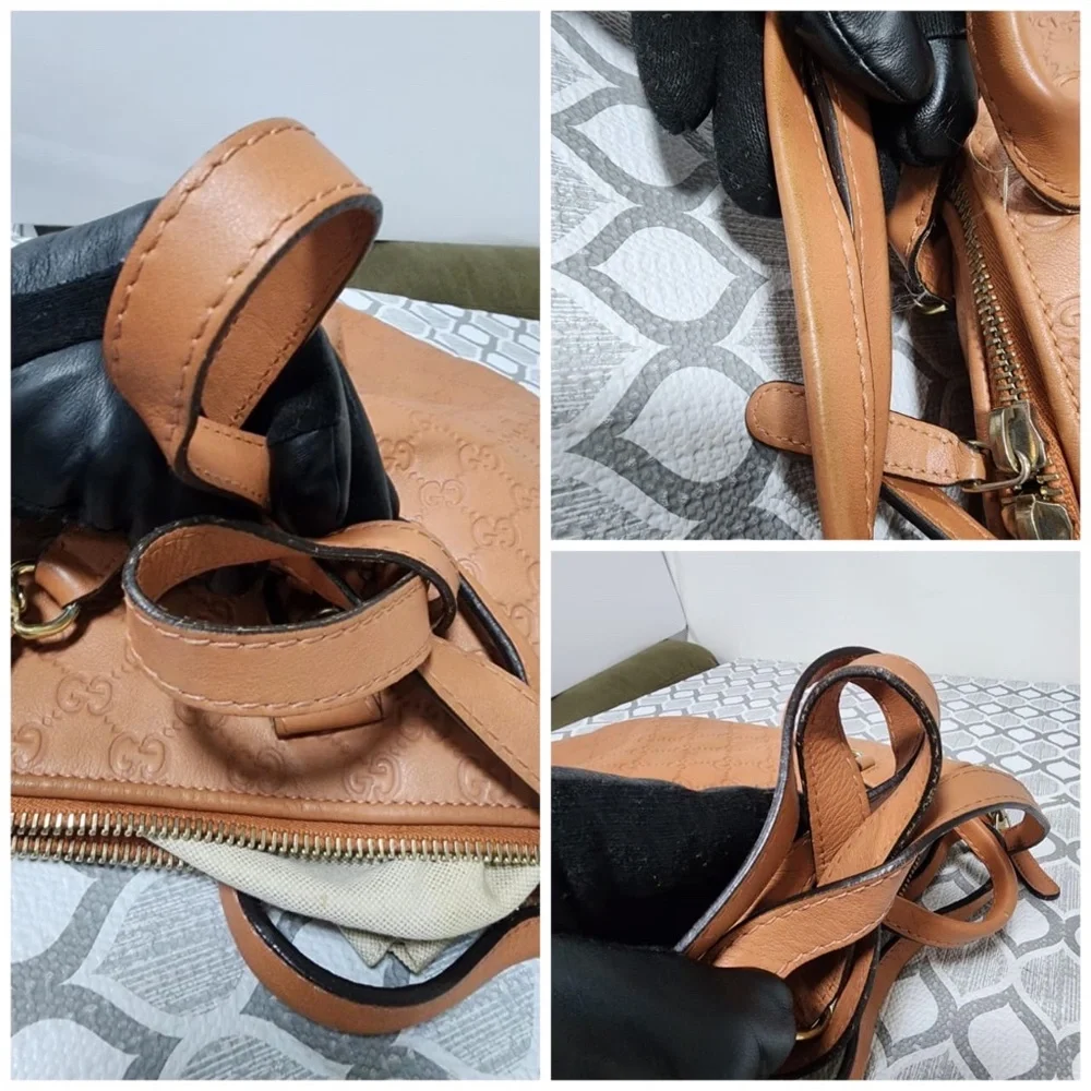 Authentic GUCCI Guccissima Large Heart Bit Charm Top Handle Satchel Bag Peach
